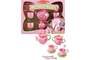 Melissa & Doug Butterfly Tea Set (15 pcs) - Play Food Accessories