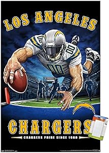 Trends International NFL Los Angeles Chargers - End Zone 17 Wall Poster, 22.375" x 34", Premium Poster & Mount Bundle