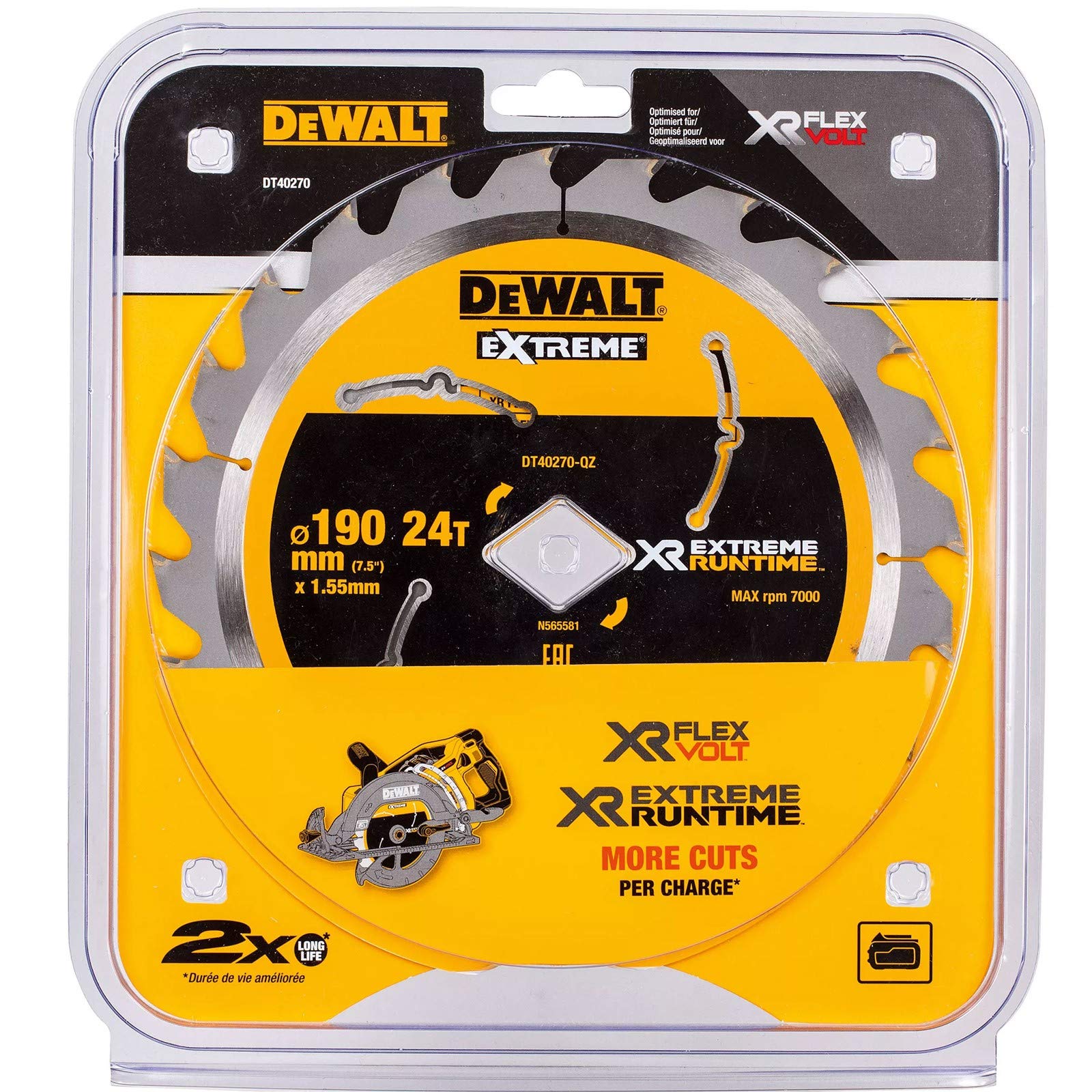DEWALT DT40270 190mm 24 Tooth Diamond Bore Blade for Dcsdcs577