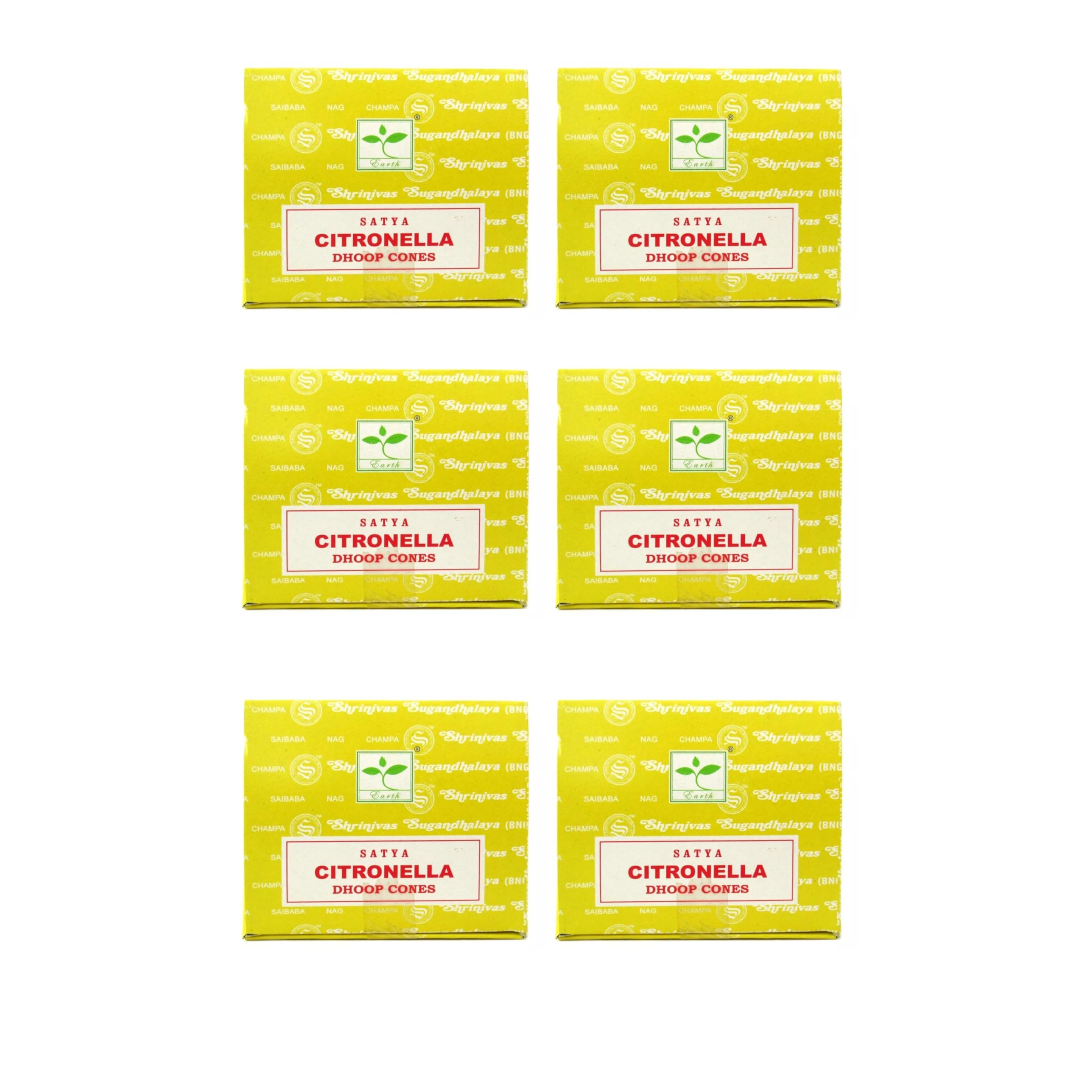Satya Citronella Incense Dhoop Cone x6 pack, used for Aromatherapy, Spa, Yoga, Weddings, Reiki, Meditation, Healing by DHS…