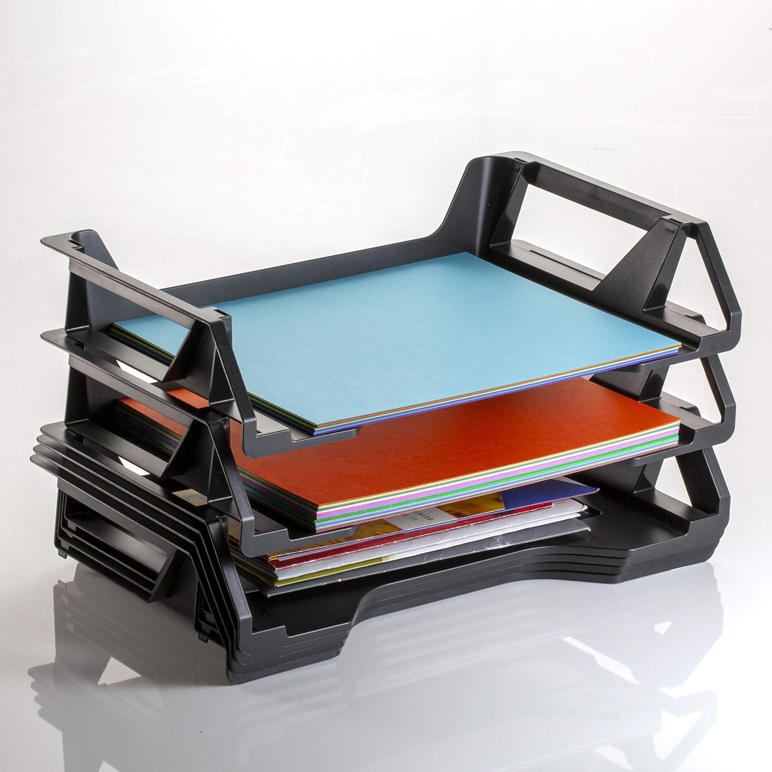 Officemate OIC Achieva Side Load Letter Tray, Recycled, Black, 6 Pack (26212) : Office Desk Trays : Office Products