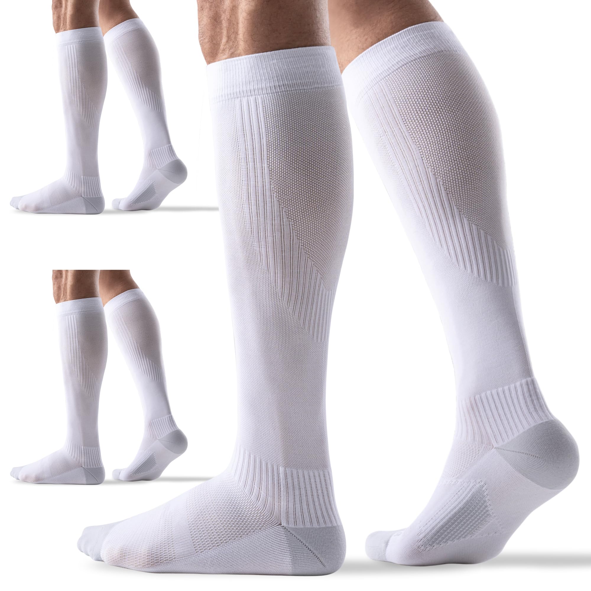 Photo 1 of 3 Pairs Sports Compression Socks 15-20 mmHg for Women Men - Comfort Cuff, Cushioned Support Sock for Running Athletic
