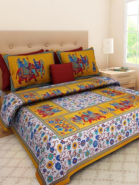 Suraaj Fashion 100% Cotton Printed King Size Double Bedsheets With 2 Pillow Covers