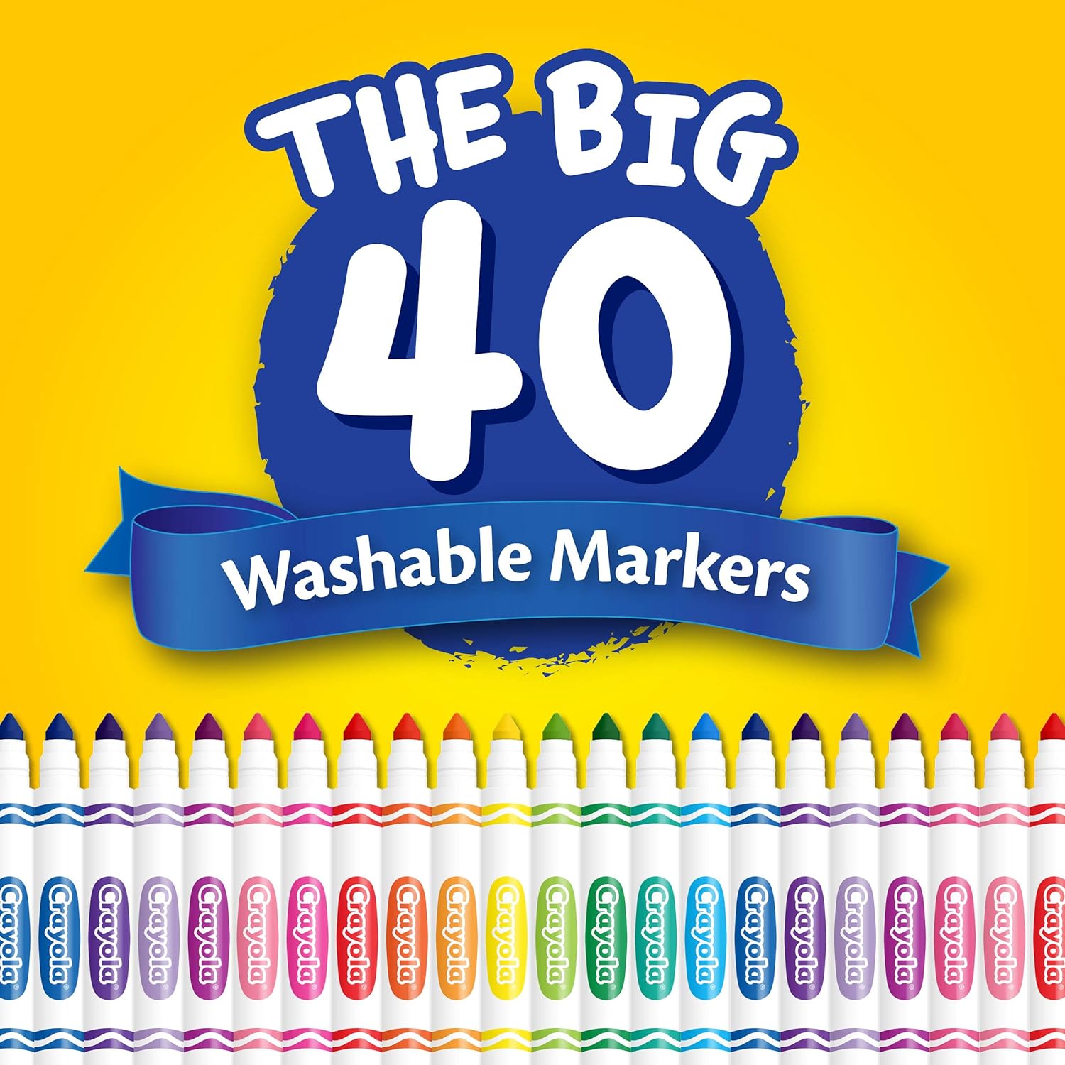 Crayola Ultra Clean Washable Broad Line Markers, 40 Classic Colors, Stocking Stuffers for Kids: Toys & Games