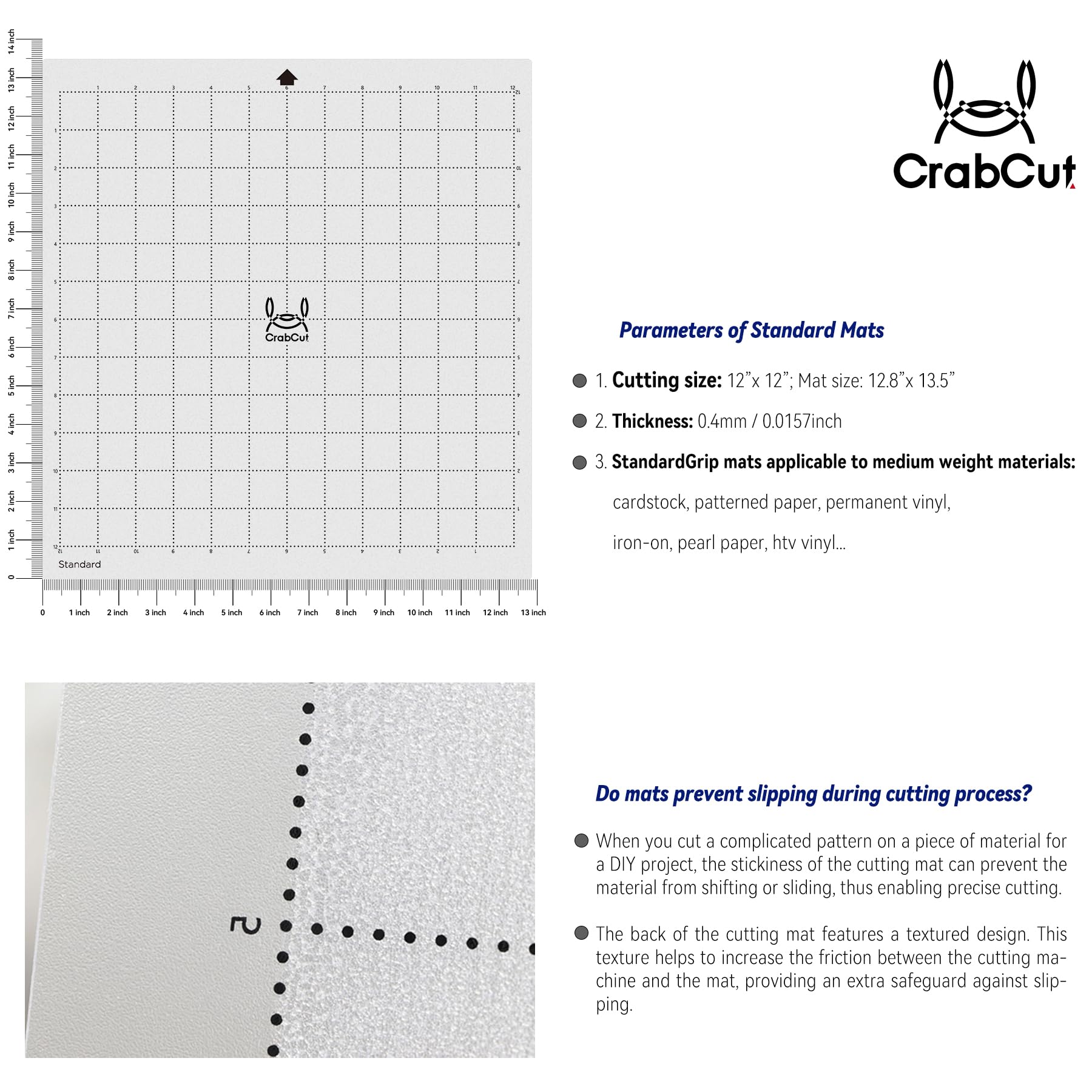 Crabcut Cutting Mats for Silhouette Cameo 5/4/3/2/1 12x12 Inch 4 Mats Standard Stickness Dot Design Durable Long Lasting Replacement Sticky Cut Mat for HTV Vinyl Cardstock Projects