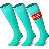 Ninsone 3 Pairs Soccer Baseball Sock, Youth Men and Women Knee High Softball Football Socks for Sports