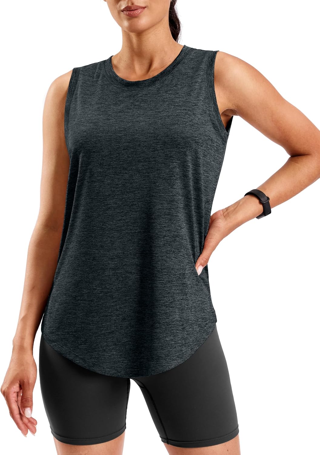 SANTINY Women's Lightweight Long Workout Tops Sleeveless Tennis Gym Yoga Shirts Athletic Running Tank Top for Women Loose Fit