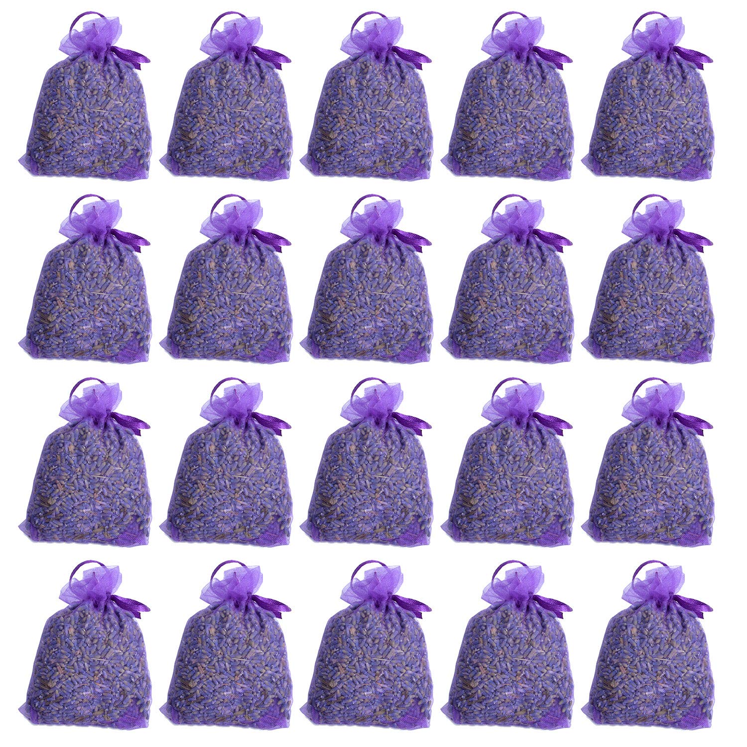 RENM10 Ounce Lavender Sachets, 20 Pack Organic Dried Lavender Buds for Closets, Drawers, and Rooms