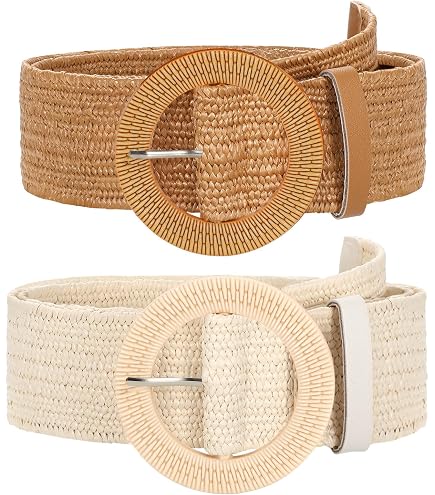 boho belts for dresses WHIPPY Set Of 3/4 Straw Woven Elastic Stretch Waist Women – Braided Skinny Dress Belt Straw Woven Elastic Belts For Women YGroup_bo308970 Woven rattan rope Clarisse Halter Mini Dress Hip belt Maternity Size:L