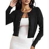 LETDIOSTO Cropped Cardigan Bolero Shrug for Women, Button Down Long Sleeve Knit Sweater for Dresses,for Jeans, XS to XL
