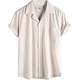 VATPAVE Mens Striped Summer Shirt Casual Button Down Short Sleeve Beach Shirts Cotton Shirts for Men