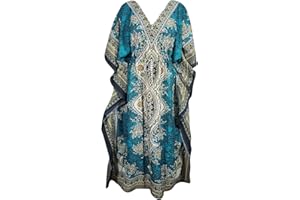 INDYATTIRE Women's Kaftan Party Kimono Dress Maxi Long Loungewear Nightwear Beach Cover up Caftan Free Size