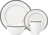 Amazon Basics 16-Piece Dinnerware Set Porcelain Plates Bowls Microwave view 2