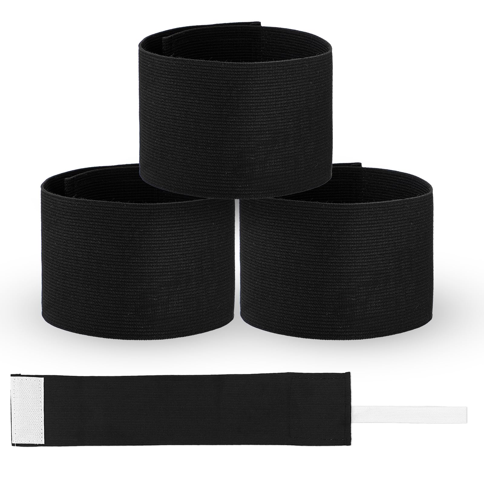 7x33 CM/2.75x13 Inch 3 PCS Captain Armbands, Black Elastic Arm Band Adjustable Leader Armband Team Sport Armband Soccer Armband Memorial Armband Funeral Mourning Band for Volleyball Basketball Team