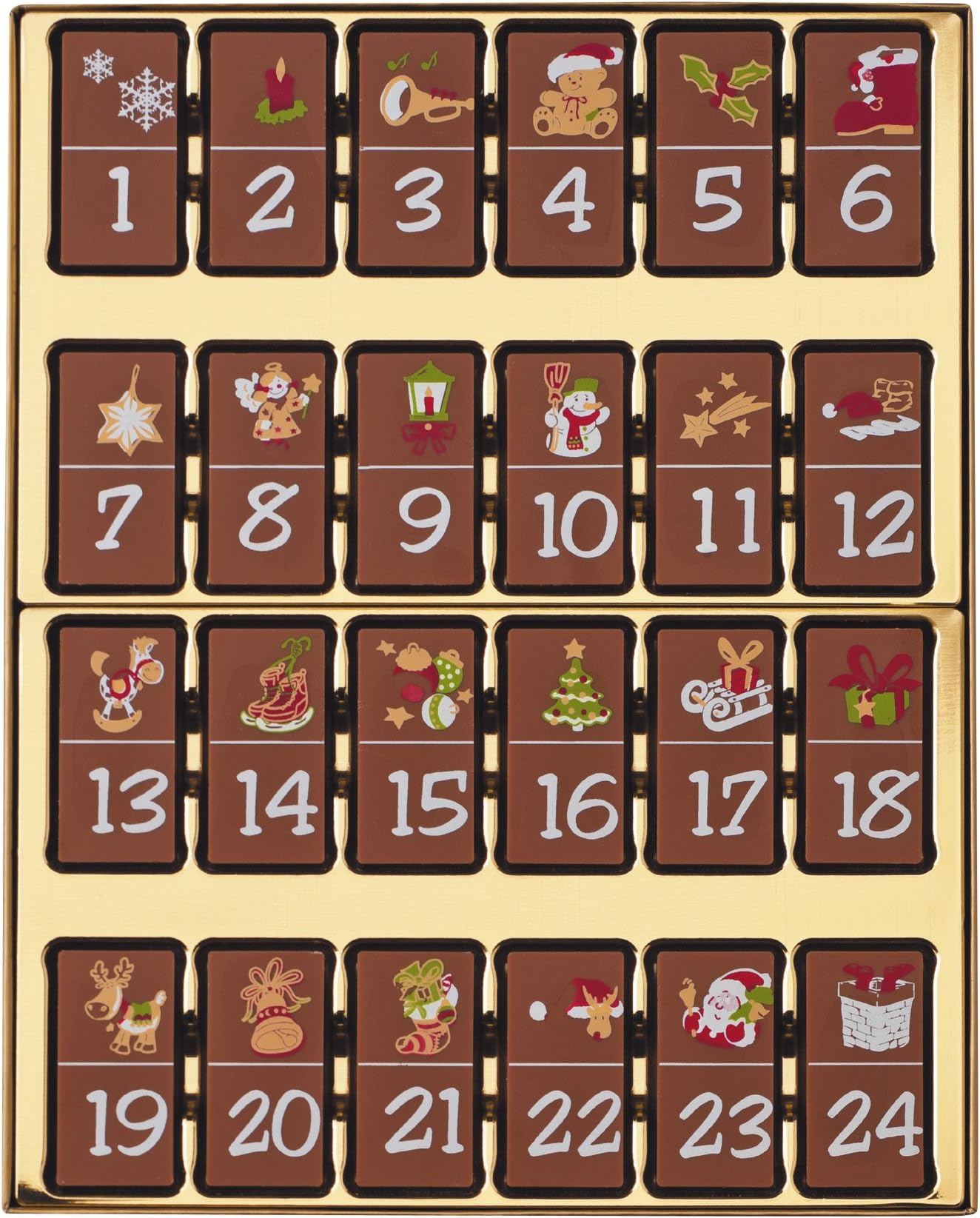 Luxury Decorated milk chocolate Advent calendar in gold tray - 200g