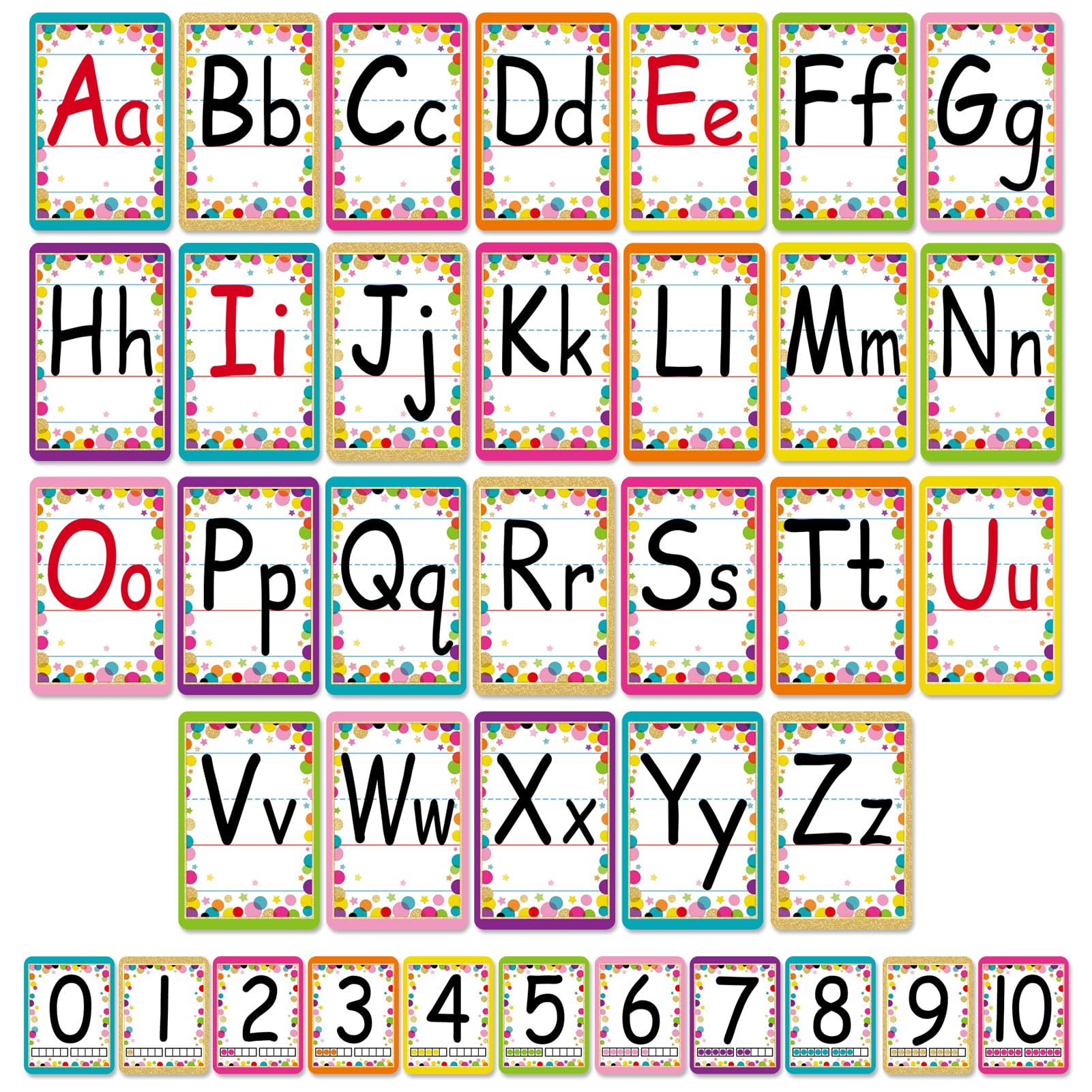 Photo 1 of Bulletin Board Letters - ABC Alphabet Poster Classroom Decorating Set Toddler English Poster Kindergarten Elementary Classroom Nursery Home Wall Decoration?Multicolored Confetti?