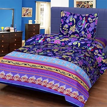 Amayra Home 3D Designer Printed 180TC Polycotton Single Bedsheet 60 X 90 with 1 Pillow Cover