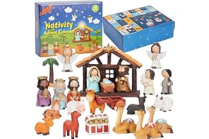 QULABLE Nativity Advent Calendar 2024 Kids - Nativity Scene Story Gifts for Toddlers 24 Days Xmas Count Down Box, Christian Religious Christmas Countdown Calendar Surprises Gifts for Children