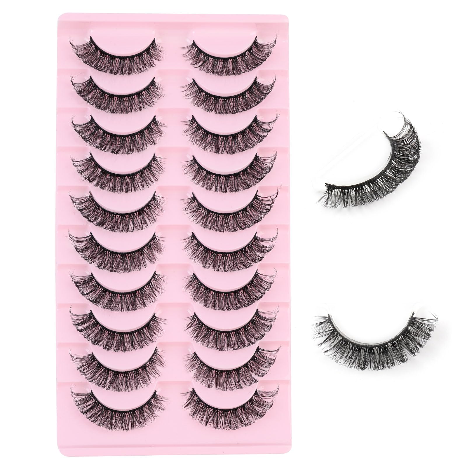 Kiusatig False Eyelashes - 10 Pairs Russian Strip Lashes, Fluffy Wispy Lashes, D Curl, Reusable Hybrid, Faux Mink, Natural Look — image 1