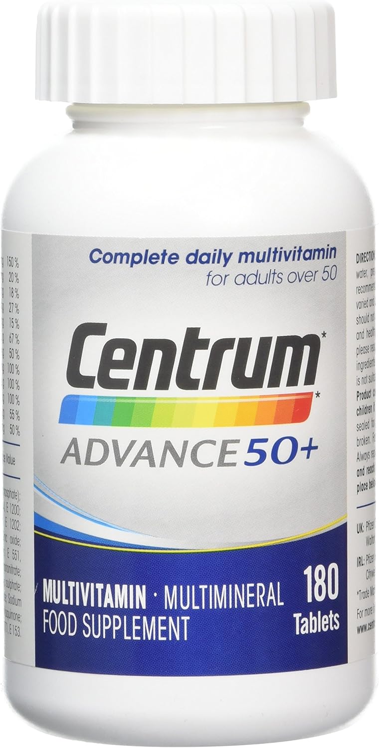Centrum Advance 50+ Tablets Multivitamin & Mineral Supplements, with 24 essential nutrients, including vitamin D, C, Zinc, 180 ct