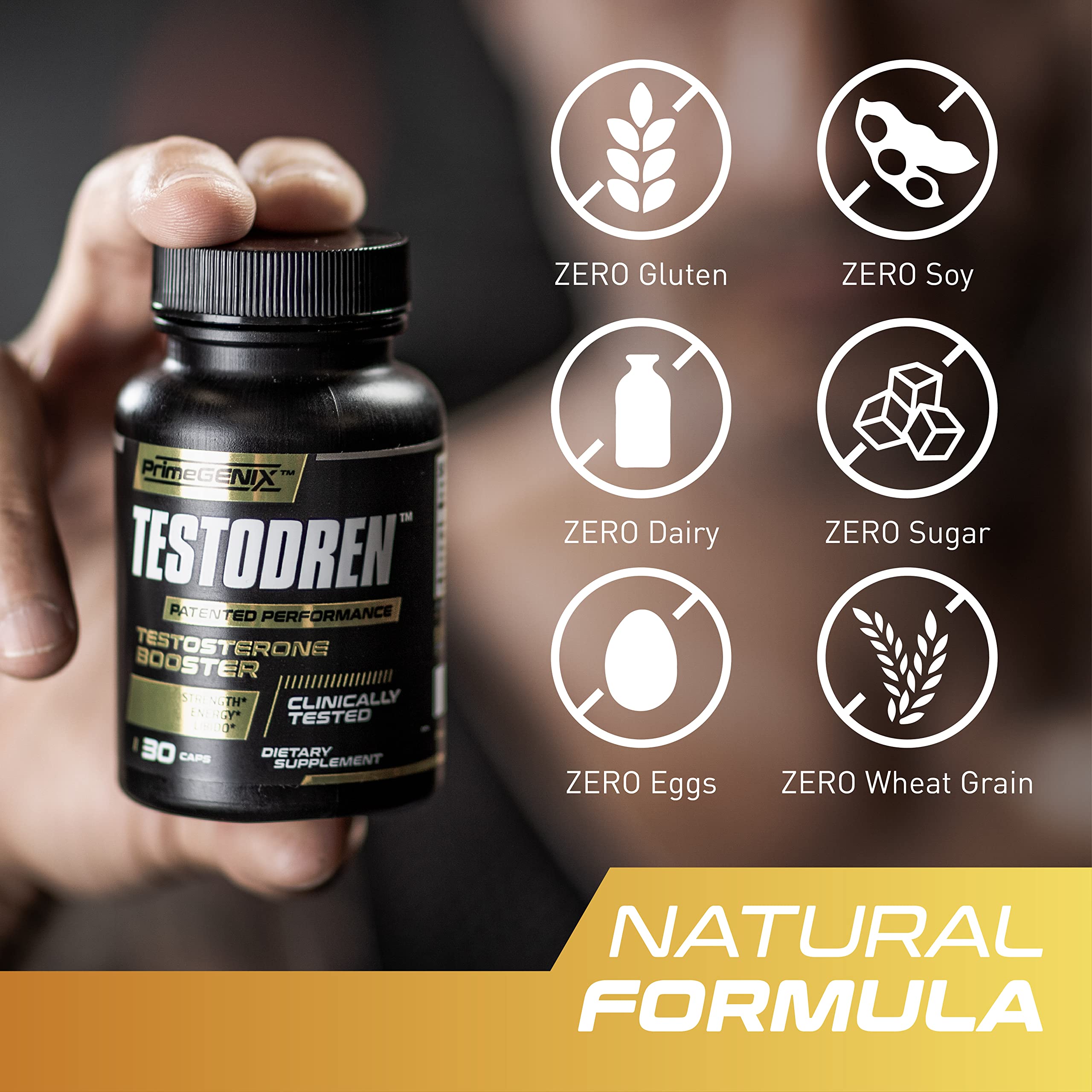 PrimeGENIX Testodren Advanced Testosterone Booster for Men | Natural Stamina, Endurance, Energy & Strength Enhancing Supplement | Lean Muscle Builder | Sports Nutrition Testosterone Booster