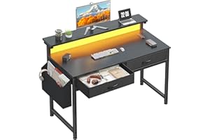 Bepatio Computer Desk with Drawers, 32 inch Gaming Desk with LED RGB Light Strip & Monitor Stand, Gaming Desk with Storage, S