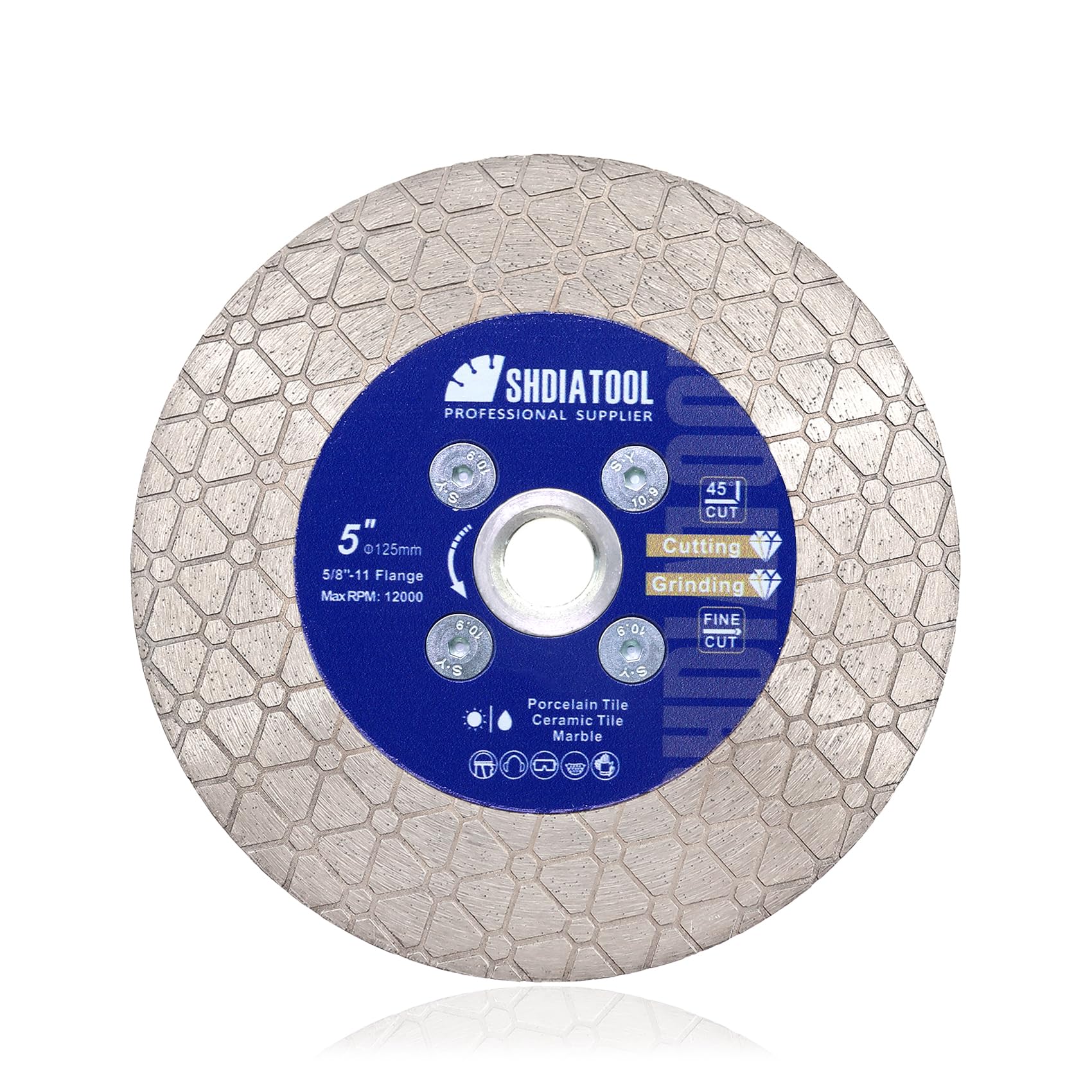 SHDIATOOL Diamond Saw Blade Grinding Disc - 115MM Granite Cutting Disc Double-Side Vacuum Brazed Tile Diamond Blade for Tile Marble Concrete Stone Porcelain Ceramic M14 Thread