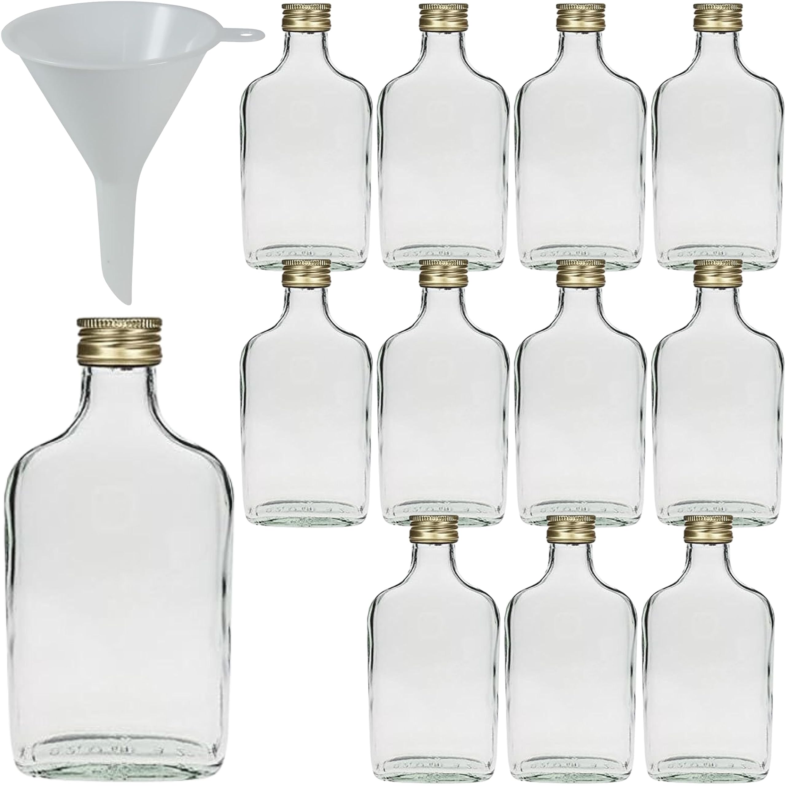 Viva Haushaltswaren Set of 12 Glass Bottles Schnapps Bottles 200ml. A Funnel