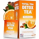 Total Tea SIimming Detox Tea Caffeine Free - 25 Day Detox - Herbal Tea with Chamomile, Hibiscus Tea & Ginger Root for Colon Cleanse – Natural Citrus & Cinnamon Fruit Tea for Digestive Health
