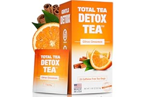 Total Tea SIimming Detox Tea Caffeine Free - 25 Day Detox - Herbal Tea with Chamomile, Hibiscus Tea & Ginger Root for Colon Cleanse – Natural Citrus & Cinnamon Fruit Tea for Digestive Health