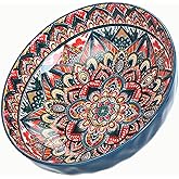 OZY Large Serving Bowls,10 inch Ceramic Salad Bowls,Ideal Housewarming Gift,Vibrant Color Soup Bowls for Party,Pasta,Fruit,Dishwasher & Microwave Safe Soup Bowls (Blue)