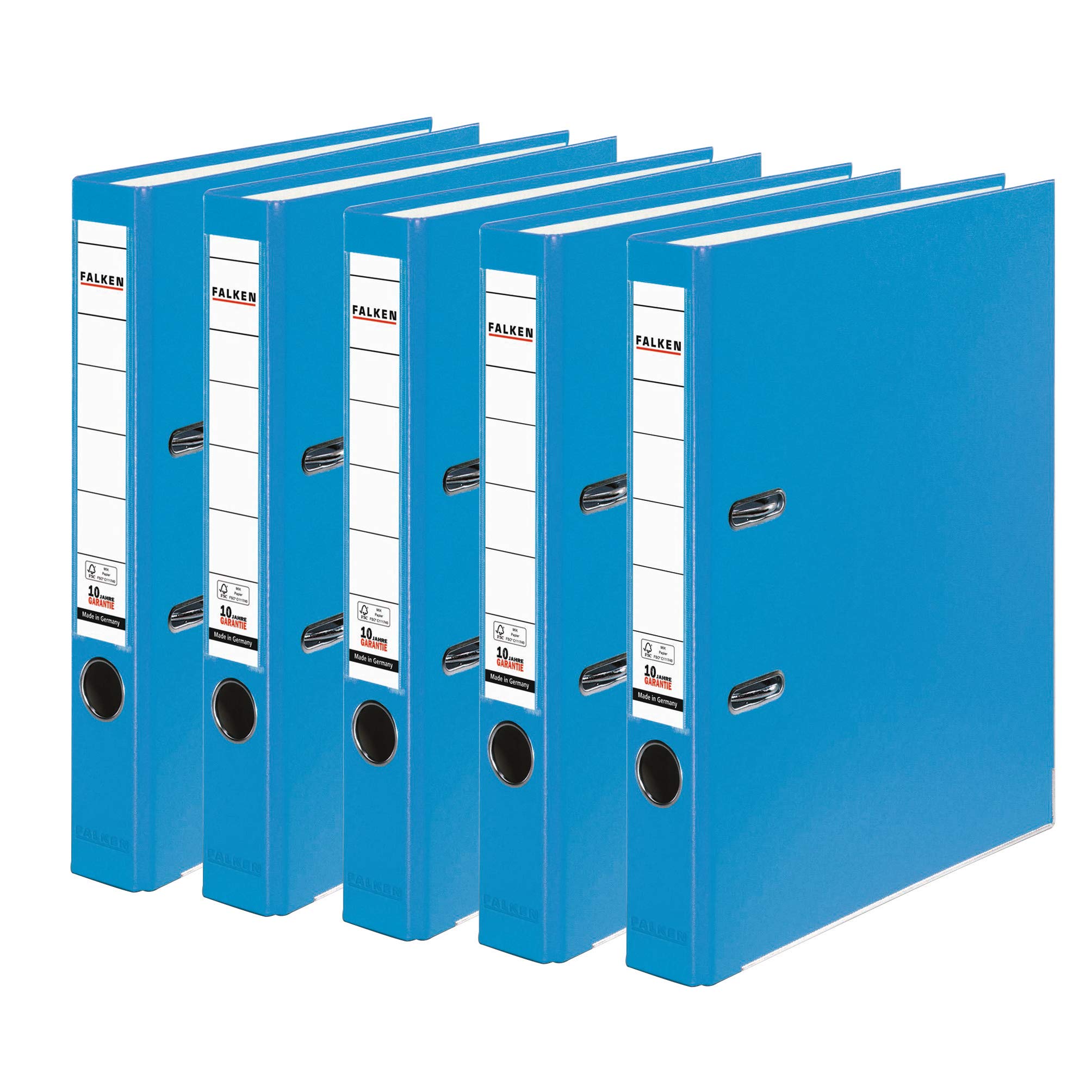 Falken Polypropylene Coloured Ring Binder, DIN A4 5er Pack schmal aqua