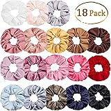 Whaline 18 Colors Satin Hair Scrunchies Elastic Hair Bobbles Ponytail Holder Hair Scrunchy Vintage Hair Bands Ties for Women Girls
