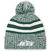 FOCO NFL Unisex-Adult NFL Team Logo Heather Stripe Pom Beanie Hat