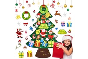 DazSpirit Sapin de Noël en feutre pour enfants, 1 m à faire soi-même, kit de décoration de Noël en feutre à suspendre au mur 