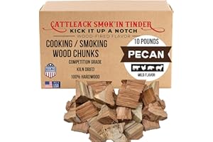 Cattleack Smok'in Tinder Wood Chunks for Smoking Meat, Elevate Your BBQ with Premium Grilling Chunks, Approx.10 lbs All-Natural Kiln-Dried Smoking Wood, Proudly from USA, Grill Like a Pro (Pecan)