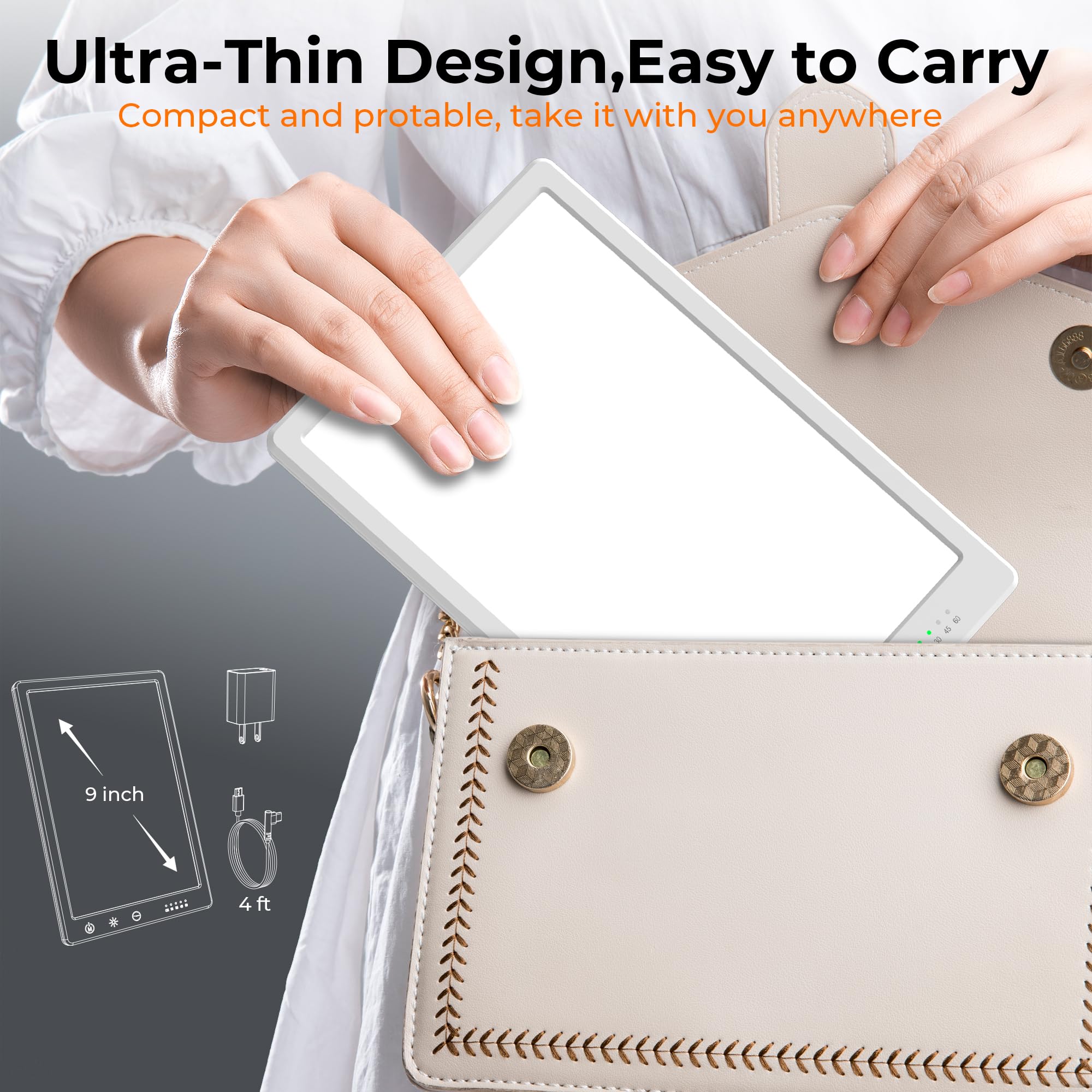 Fitfirst Light Lamp, 10000 Lux Simulated Sunlight, Gift for Women, 3 Color Temperature, 4 Brightness Levels, 15-60min Timer, Touch Control LED Lamp for Indoor with Adapter