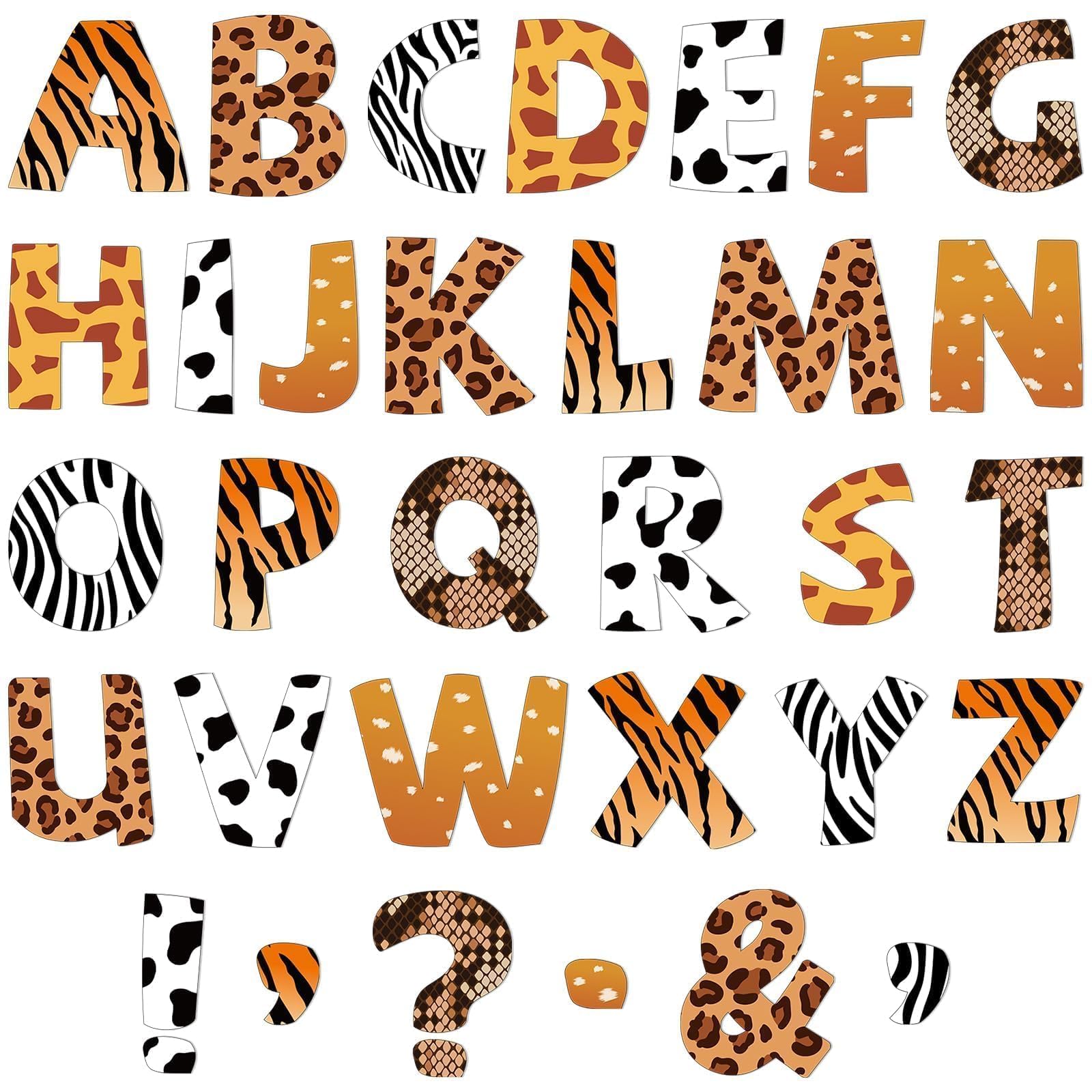 Photo 1 of 150 PCS Large 6" Bulletin Board Letters Set, Safari Jungle Classroom Alphabet Cutout Letter for Bulletin Board Display Home School, A Great Helper to Inspire Students' Learning Interest