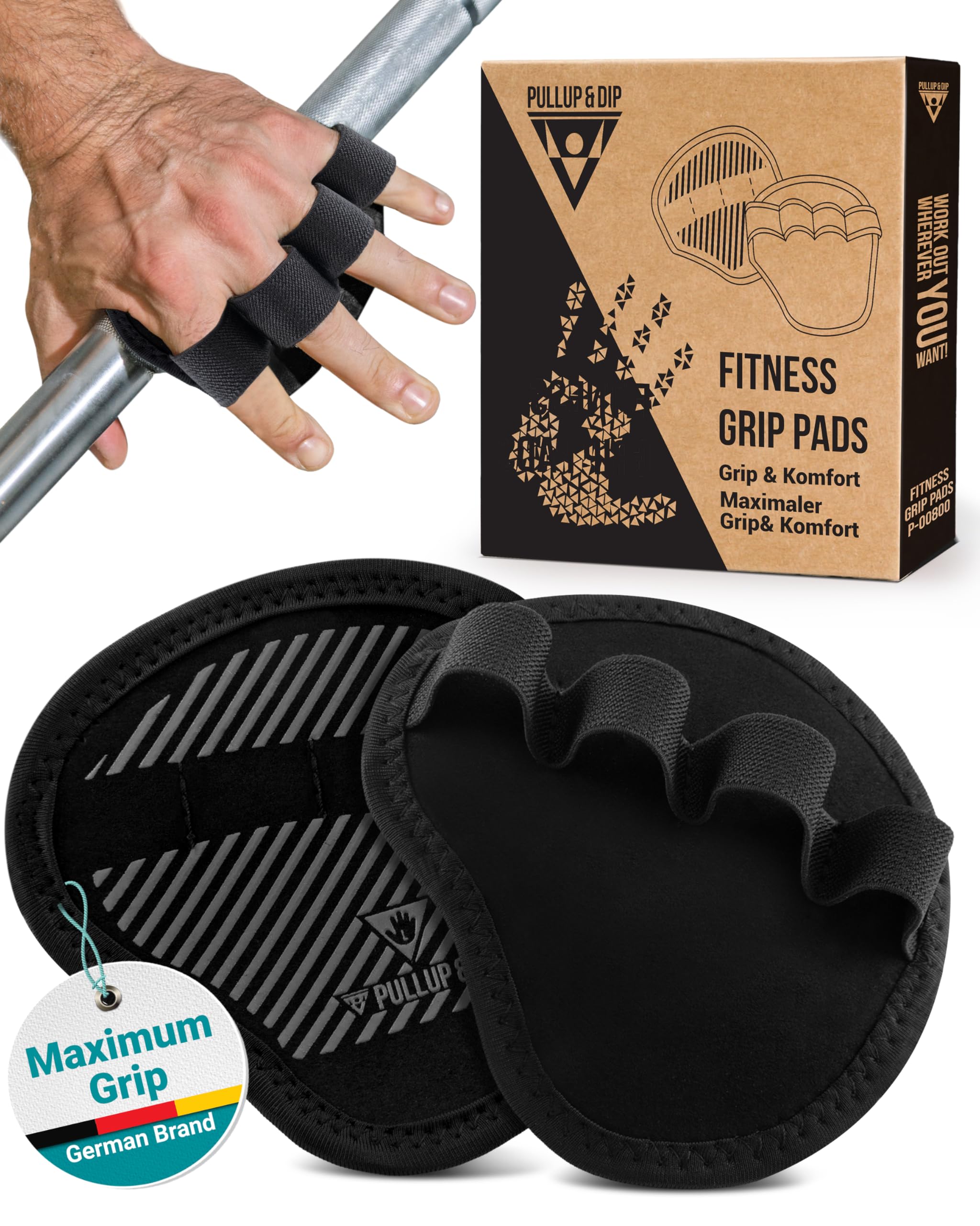 PULLUP & DIP - Grip Pads Strength Training & Calisthenics | Gym Pads for Pull Ups, Fitness, Weightlifting | Hand Grip Pads, Gym Gloves Alternative, Workout Hand Protection Men & Women