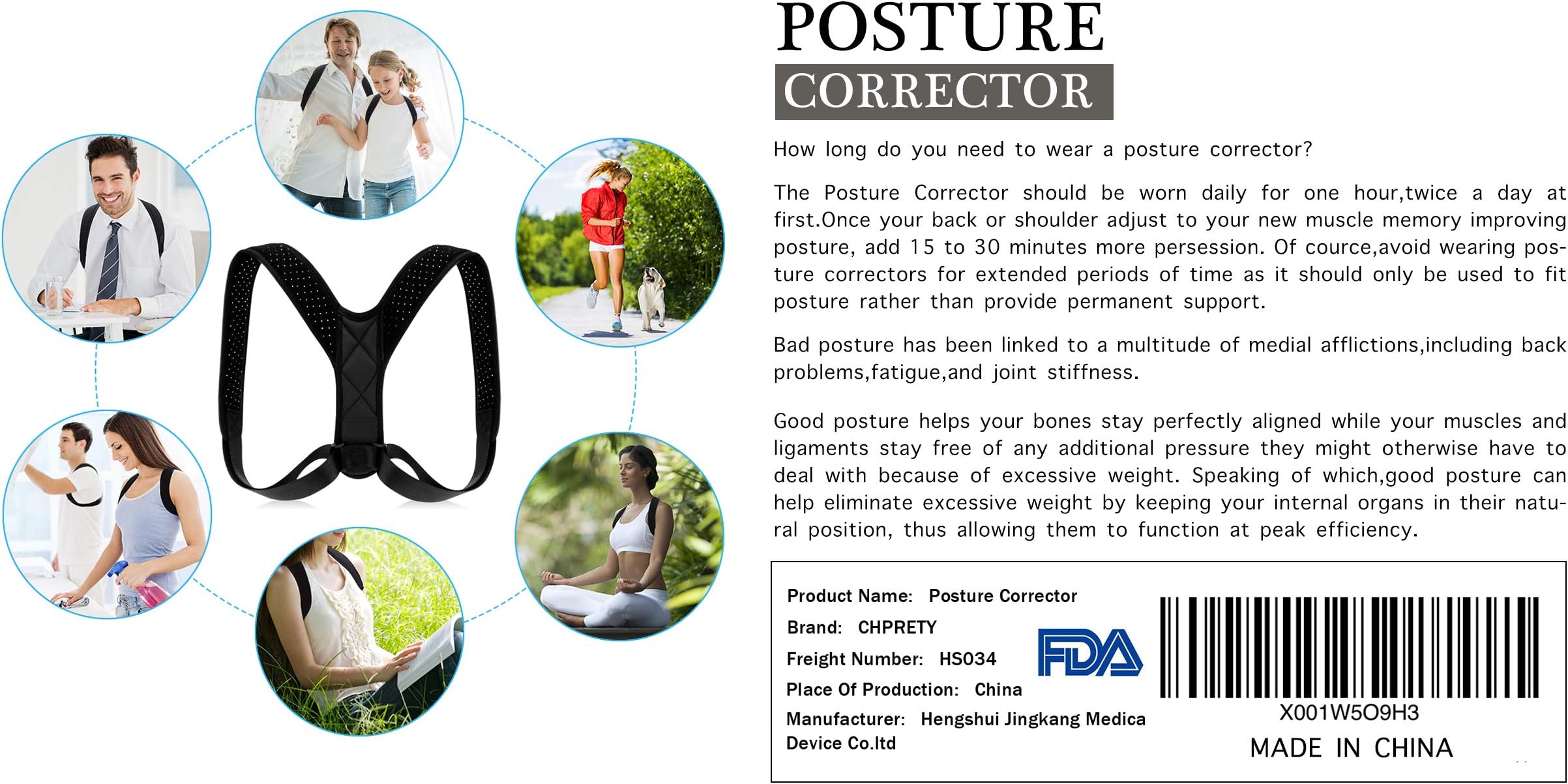 Posture Corrector for Men Women,Back Posture Brace for Men Women,Adjustable bodywellness Posture Corrector Brace Posture Belt Back Strap Bad Posture Upper Back Brace Posture Clavicle Support Brace