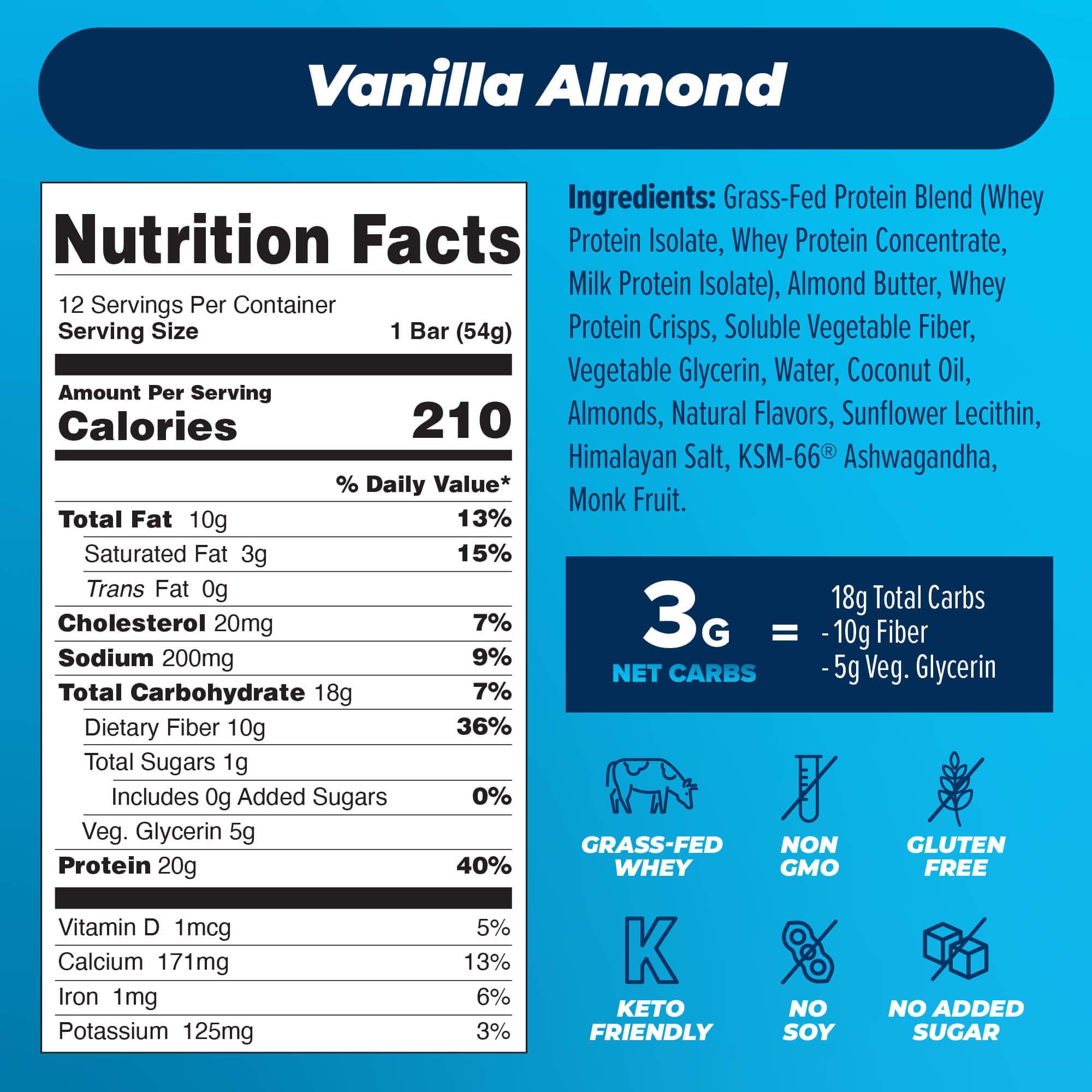 Atlas Protein Bar, 15g Protein, 1g Sugar, Clean Ingredients, Gluten Free, Value Pack (30 Count, 6 Flavors)