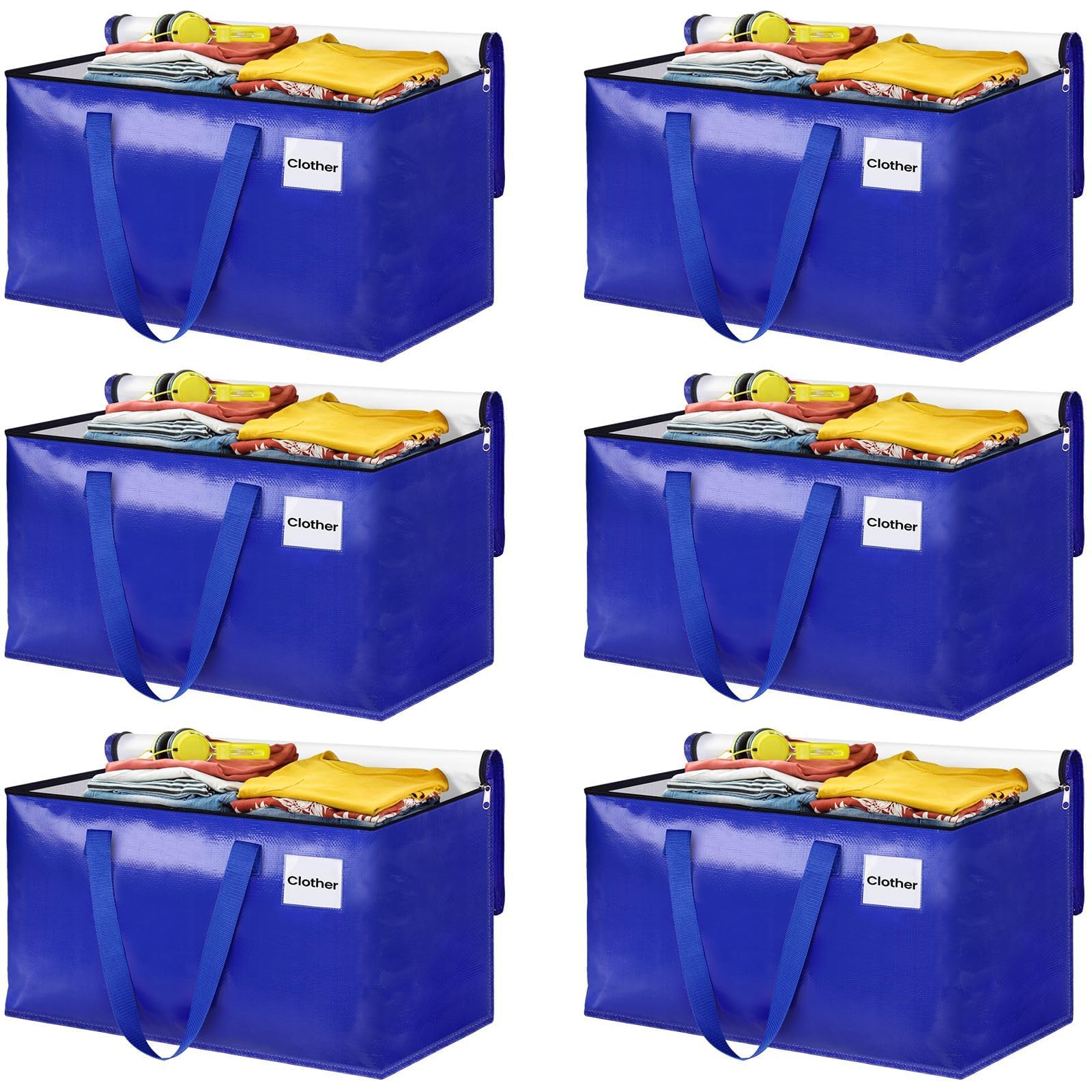 Raddile Moving Boxes Large Strong Storage Bags with Zips, 91L Heavy Duty Moving Bags, Collapsible Storage Bags for Clothes, Duvets, Bedding, Packing Boxes for Moving House