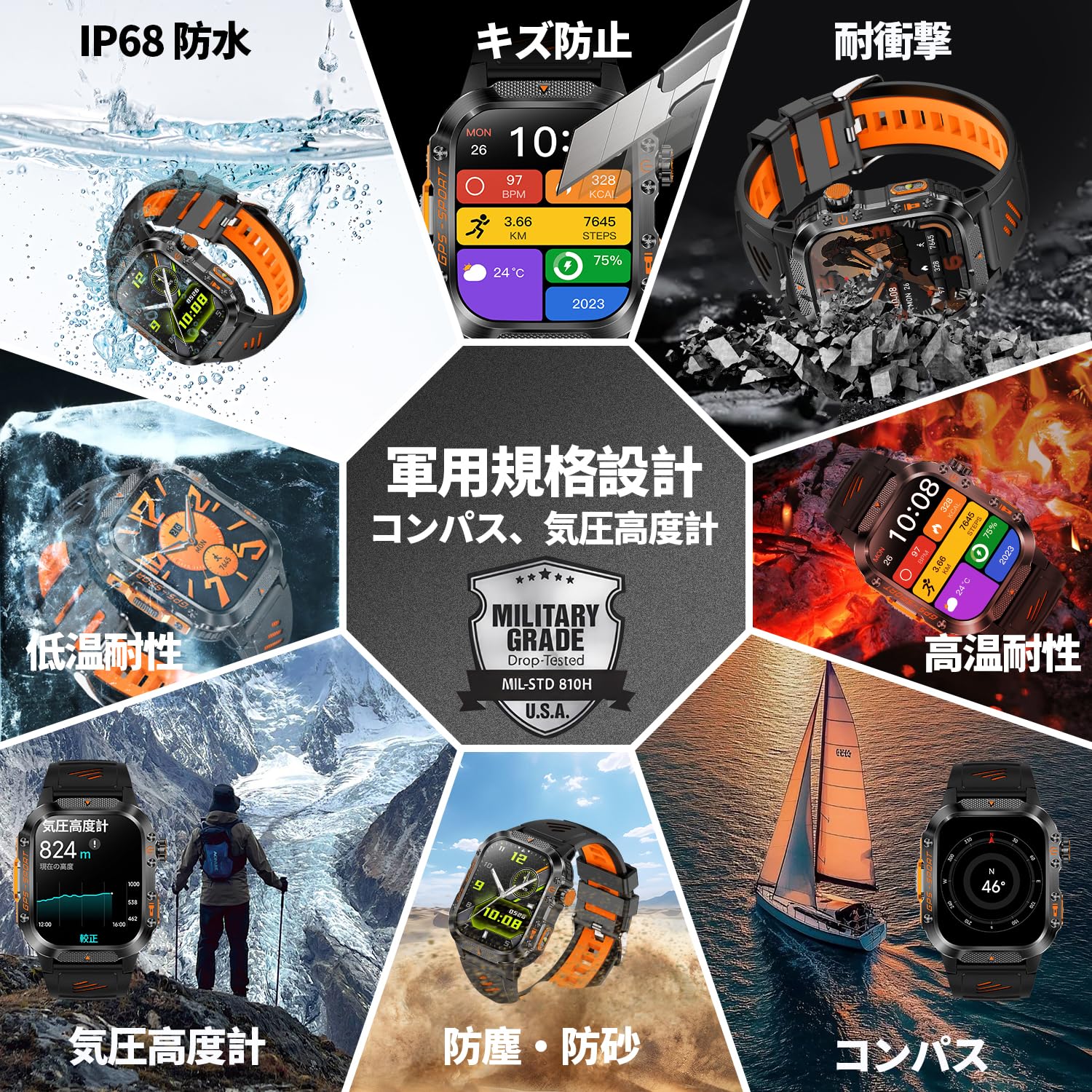 Mstopone Smart Watch (2025 Model, Equipped with ChatGPT, GPS Motion Trajectory Record), 2.01-inch Large Screen, Military Standard, High Brightness Flashlight, IP68 Waterproof, Shockproof, Sports Watch, 100+