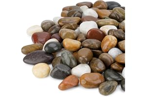 Mr. Fireglass Natural Polished Pebbles, 1 Inch Decorative Mixed Color Stones Aquarium Gravel River Rocks for Vase, Succulents, Landscaping and Home Decor (5-lb Bag)