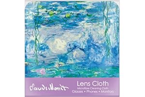 RAINCAPER Quality Microfiber Lens Cleaning Cloth - 6”x6” - for Eyeglasses, Sunglasses, Phones, Screens, Blue-Light Glasses, Monitors - Fine Art Design - Monet Nympheas
