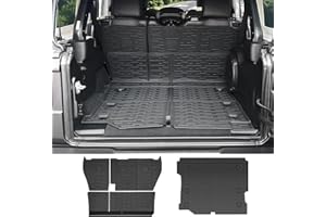 Qyebbk Cargo Liners for 2018-2025 Jeep Wrangler JL Unlimited 4X4 4 Door,Trunk Mat with Seat Back Cover Accessories All Weather Rear Cargo Mat Backrest Protector for JL/JLU Gas Type (Not for 4XE)