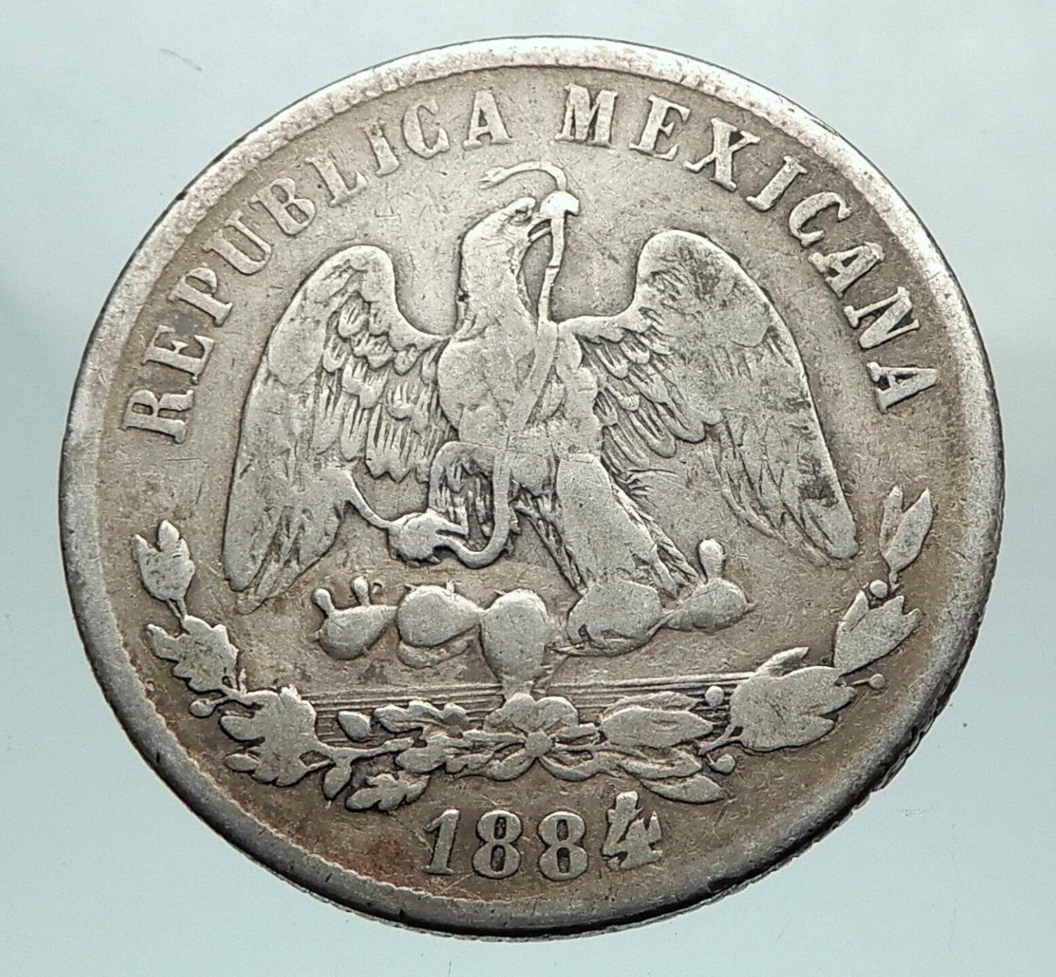 1000 unknown 1884Zs MEXICO Aquila Liberty Sword AR 50 Centavos coin Good Uncertified