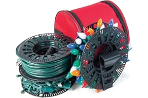 [Wire and Christmas Lighting Storage Bag] - Install N Store Light Storage Reels and Wire Spool - Includes 3 Spools, a Hanging Hook, and a Zipper Bag | Santa's Bags