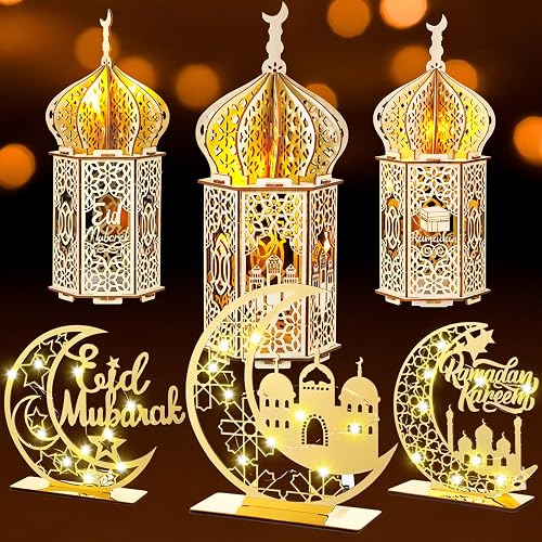 Feng Shui Norhogo 2 Piezas Ramadan Eid Mubarak Decoración Mesa De Madera Eid Mubarak Musulmanes Islam Ornamento Para Eid Decoraciones Ramadan Mubarak DIY Party Gremlins Navidad