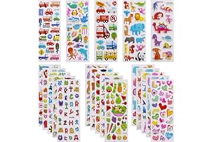 3D Stickers for Kids Toddlers Vivid Puffy Kids Stickers 24 Diffrent Sheets Over 550, Coloured 3D Stickers for Boys Girls Teac
